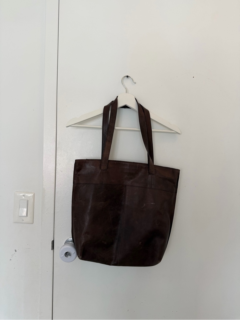 Dark Brown Leather Tote Bag